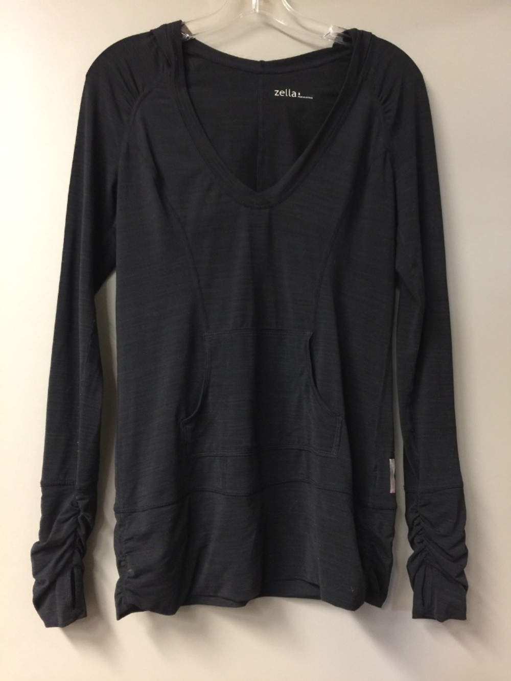 Women's Shirred Up Pullover Hoodie. Black.
